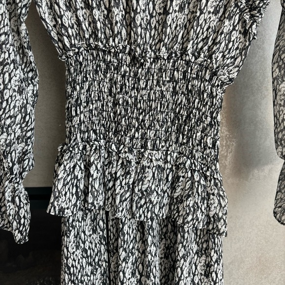 MISA Los Angeles Sophia Asymmetrical Ruffle Smocked Midi Dress, Size XS - Picture 10 of 16